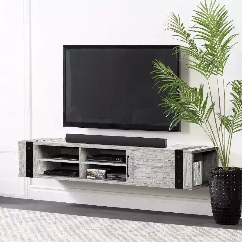 Industrial TV Stand for TVs up to 75" – 3 Adjustable Shelves, Cord Management
