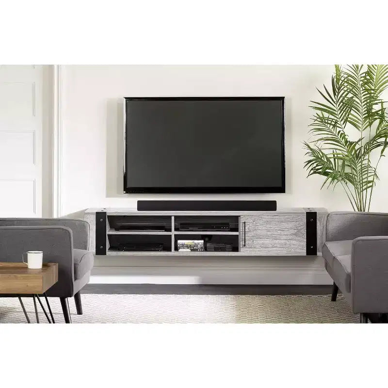 Industrial TV Stand for TVs up to 75" – 3 Adjustable Shelves, Cord Management