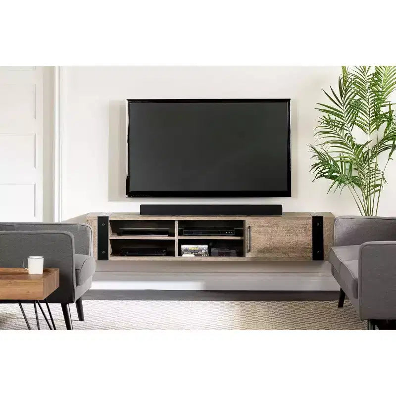Industrial TV Stand for TVs up to 75" – 3 Adjustable Shelves, Cord Management