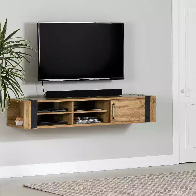Industrial TV Stand for TVs up to 75" – 3 Adjustable Shelves, Cord Management
