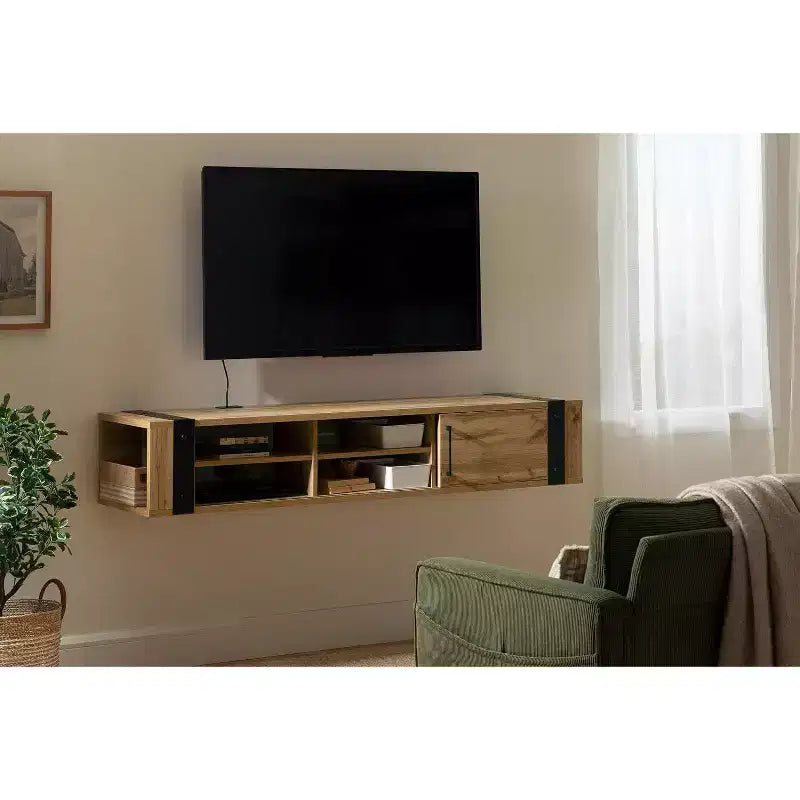 Industrial TV Stand for TVs up to 75" – 3 Adjustable Shelves, Cord Management