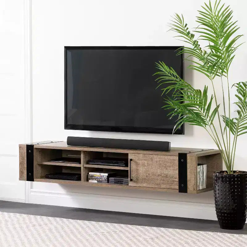 Industrial TV Stand for TVs up to 75" – 3 Adjustable Shelves, Cord Management