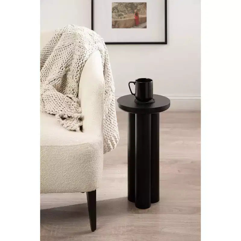 Round Drink Table – Chunky Tripod Base, Satin Black Finish, 21" Tall