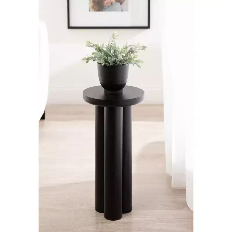 Round Drink Table – Chunky Tripod Base, Satin Black Finish, 21" Tall