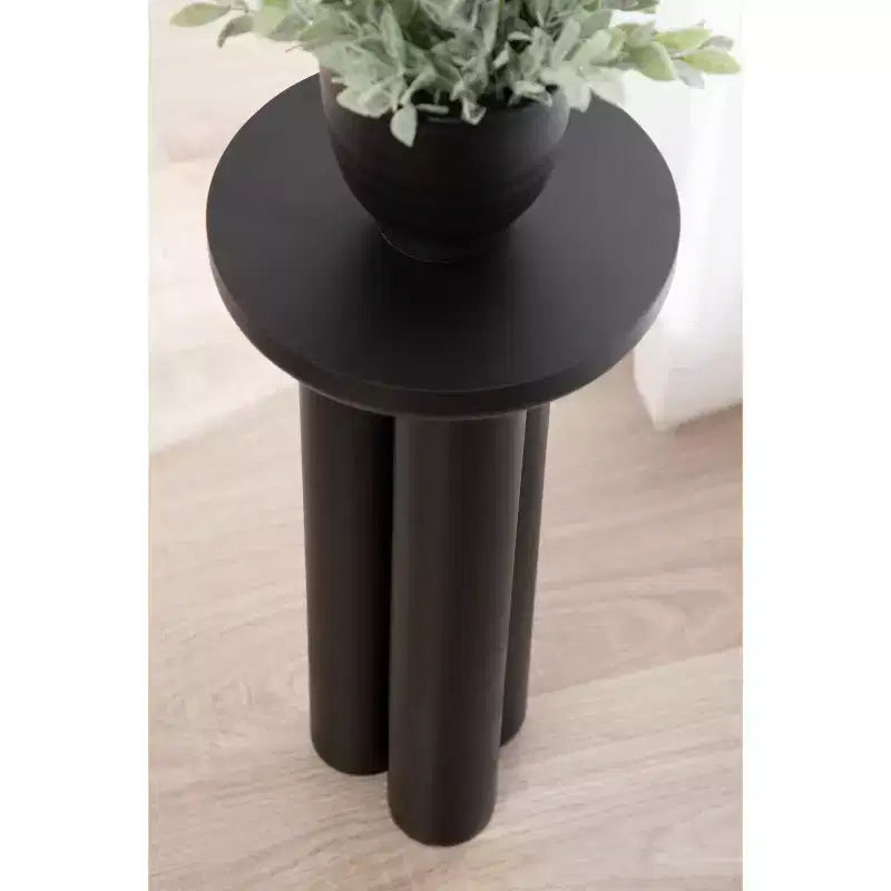 Round Drink Table – Chunky Tripod Base, Satin Black Finish, 21" Tall