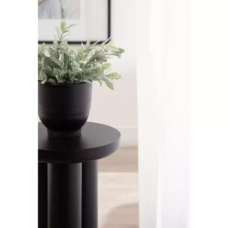 Round Drink Table – Chunky Tripod Base, Satin Black Finish, 21" Tall