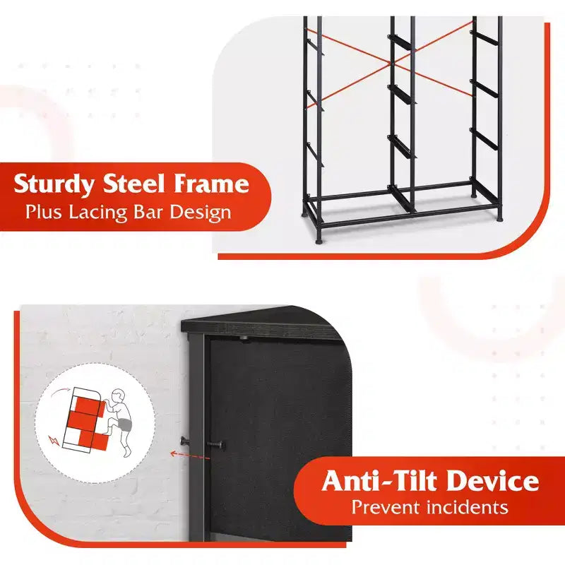 Tall Dresser with 10 Fabric Drawers & Cabinet – Metal Frame, Closet Organizer