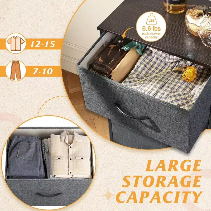 Tall Dresser with 10 Fabric Drawers & Cabinet – Metal Frame, Closet Organizer