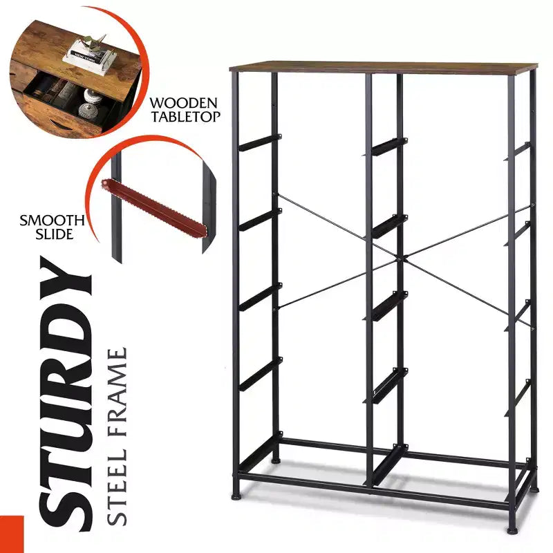 Tall Dresser with 10 Fabric Drawers & Cabinet – Metal Frame, Closet Organizer