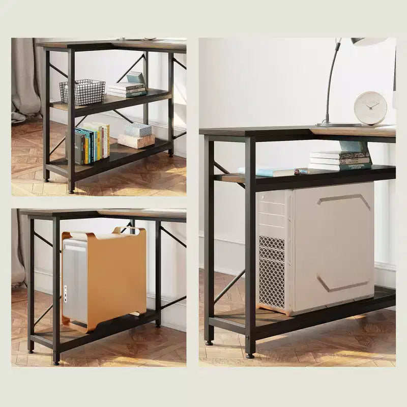 47" L-Shaped Corner Computer Desk with Storage Shelves – Home Office, Small Space