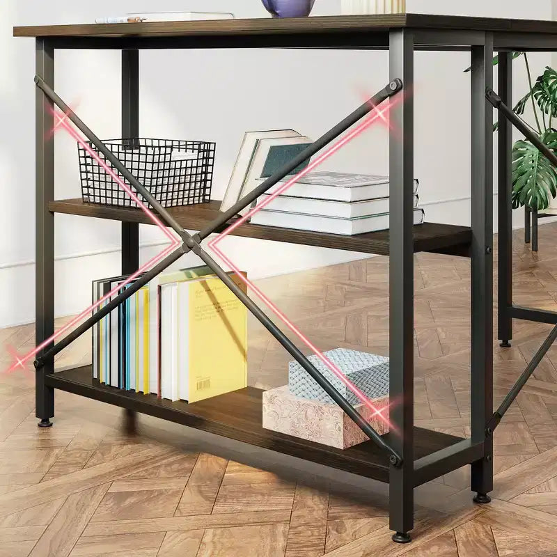47" L-Shaped Corner Computer Desk with Storage Shelves – Home Office, Small Space
