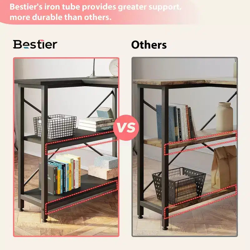 47" L-Shaped Corner Computer Desk with Storage Shelves – Home Office, Small Space