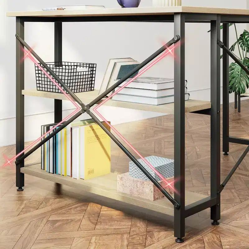 47" L-Shaped Corner Computer Desk with Storage Shelves – Home Office, Small Space