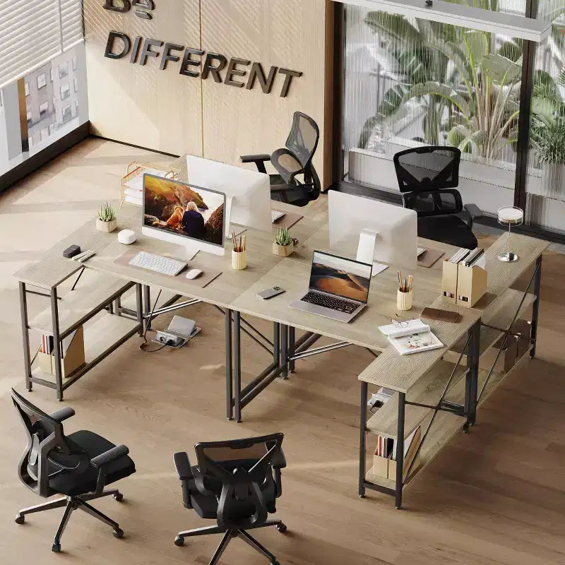 47" L-Shaped Corner Computer Desk with Storage Shelves – Home Office, Small Space