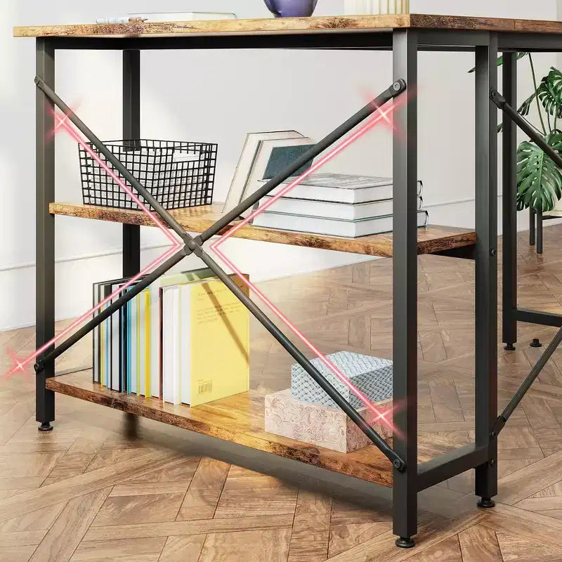 47" L-Shaped Corner Computer Desk with Storage Shelves – Home Office, Small Space