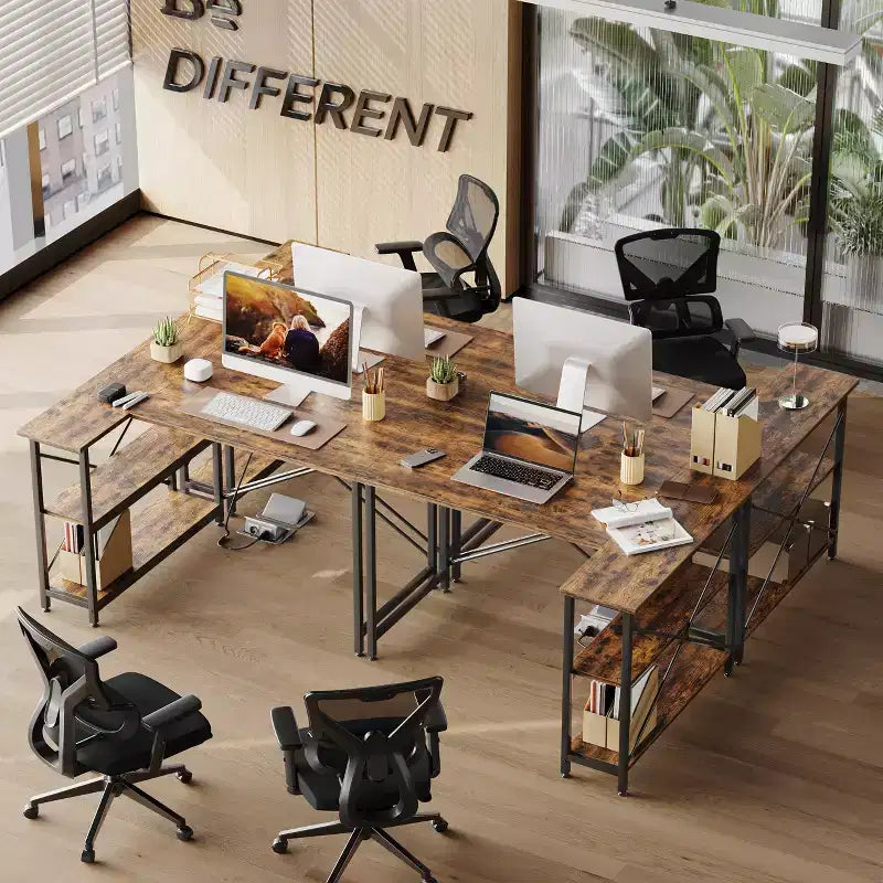 47" L-Shaped Corner Computer Desk with Storage Shelves – Home Office, Small Space