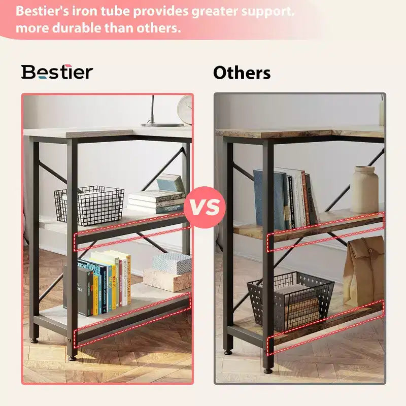 47" L-Shaped Corner Computer Desk with Storage Shelves – Home Office, Small Space