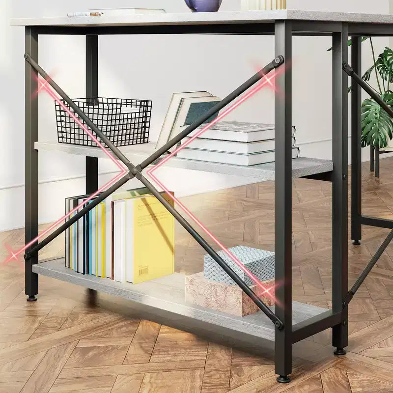47" L-Shaped Corner Computer Desk with Storage Shelves – Home Office, Small Space