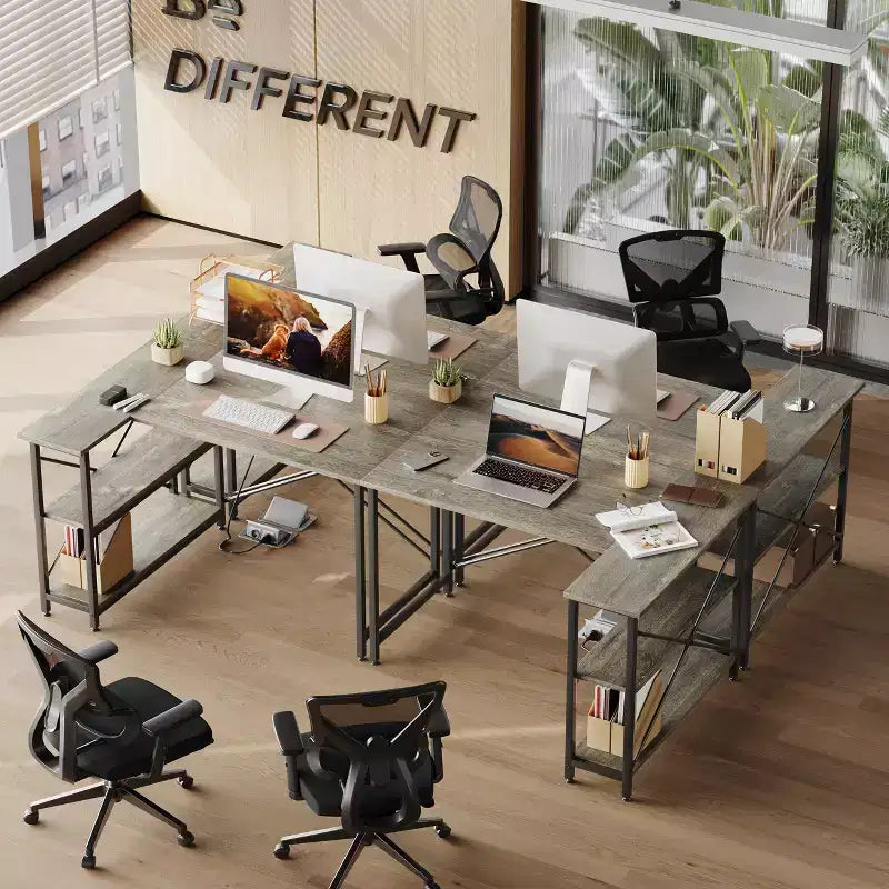 47" L-Shaped Corner Computer Desk with Storage Shelves – Home Office, Small Space
