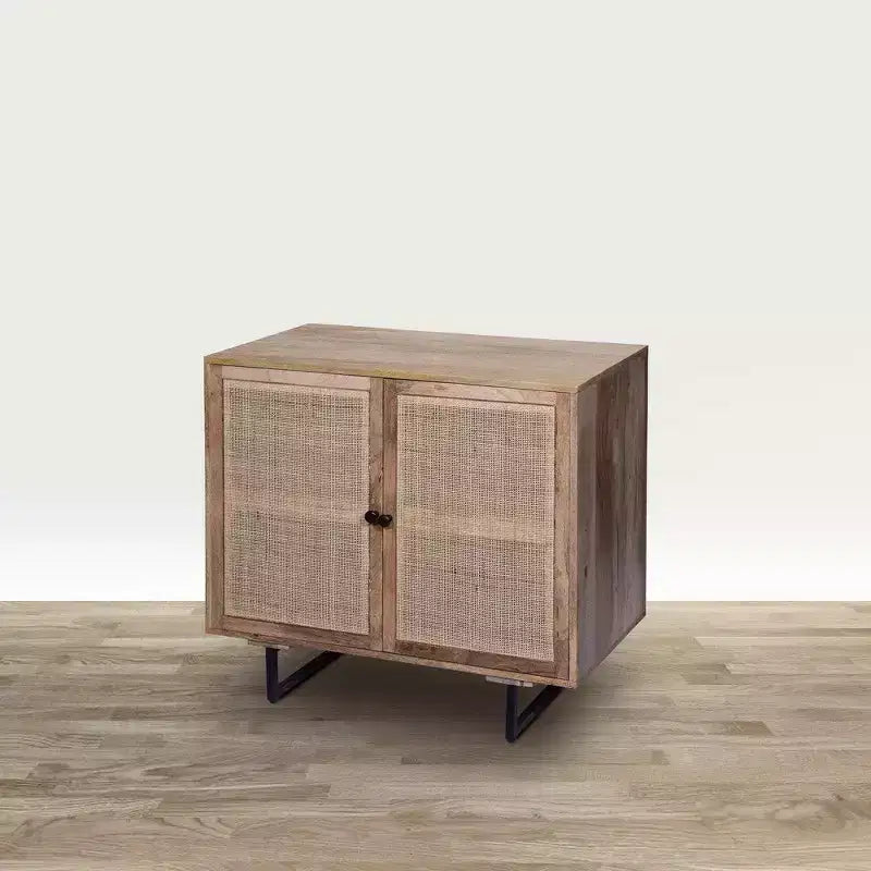 Natural Brown Rattan Door Accent Cabinet, 2-Door