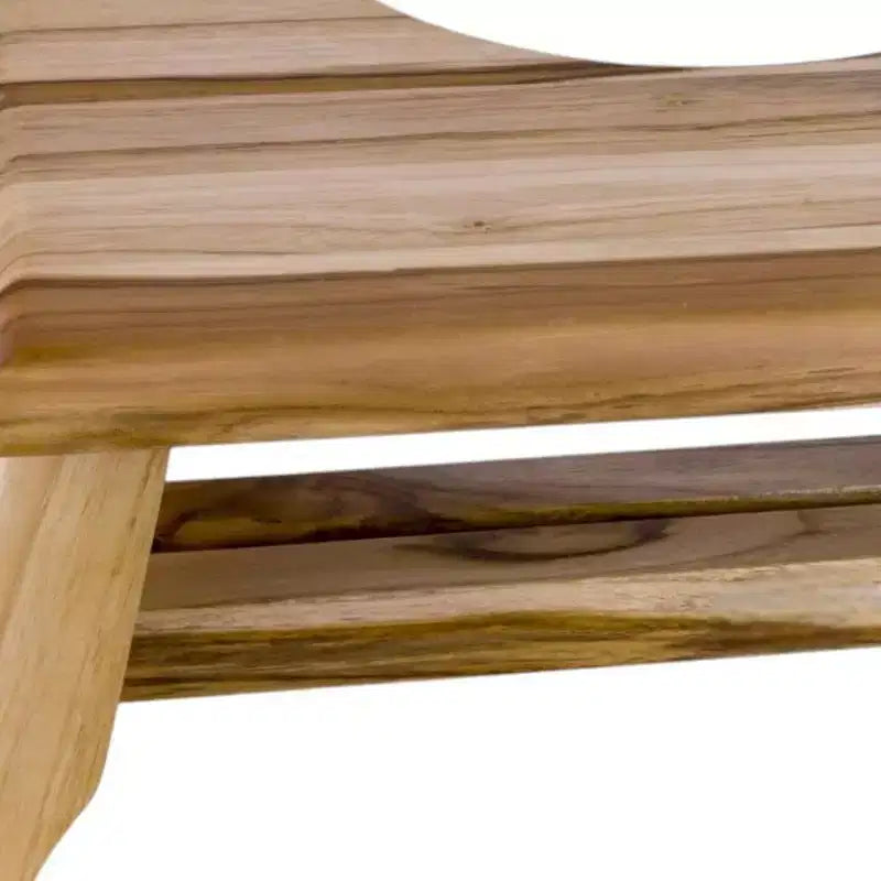 Natural Solid Teak Bathroom Toilet Stool – 8" Squatting Aid, Spa Style