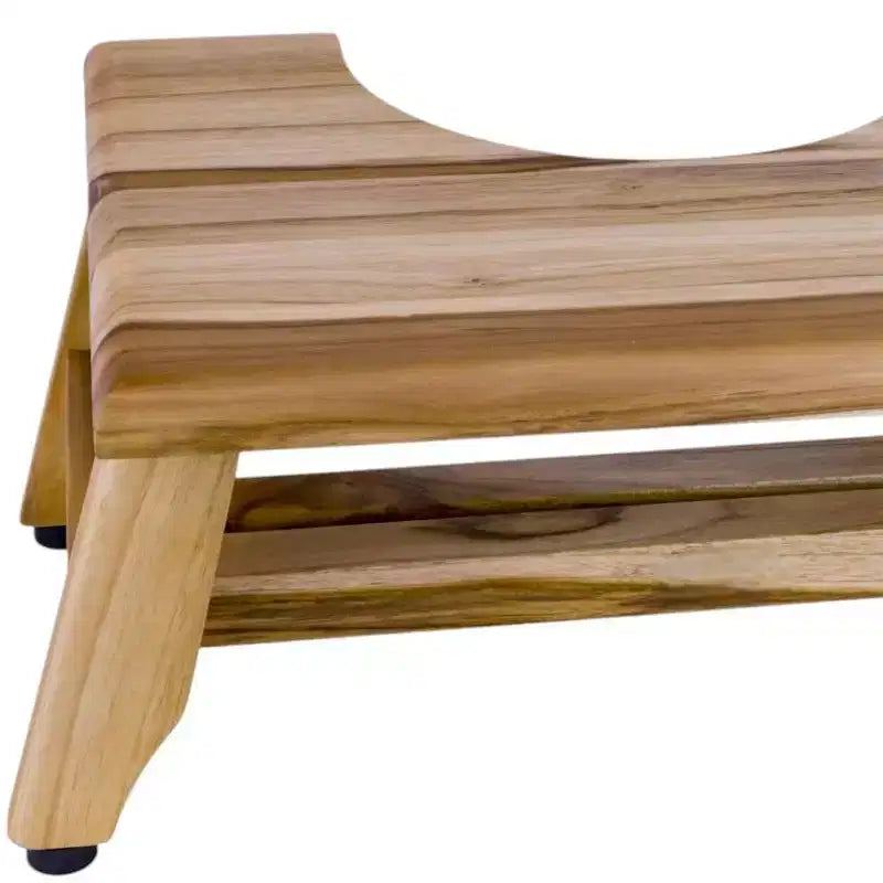 Natural Solid Teak Bathroom Toilet Stool – 8" Squatting Aid, Spa Style