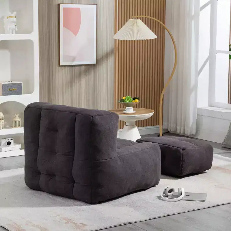 Super Soft Bean Bag Chair with Memory Foam & Ottoman – Adults, Indoor/Outdoor