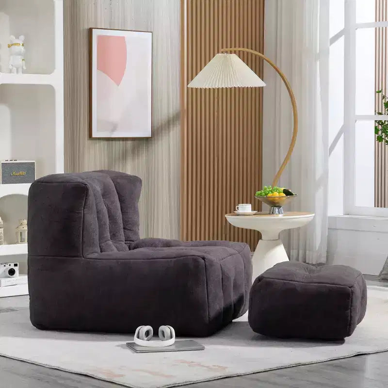 Super Soft Bean Bag Chair with Memory Foam & Ottoman – Adults, Indoor/Outdoor