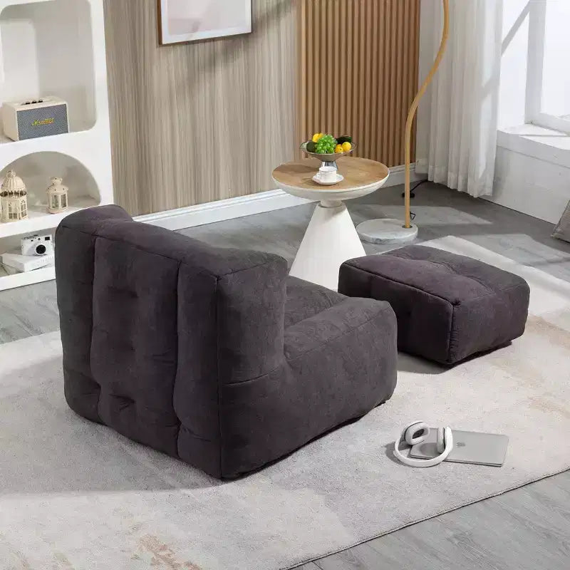 Super Soft Bean Bag Chair with Memory Foam & Ottoman – Adults, Indoor/Outdoor