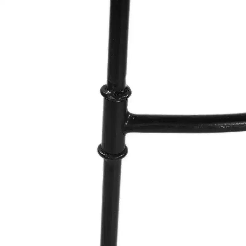 30-Inch Handcrafted Backless Barstool – Whitewashed Mango Wood & Black Metal
