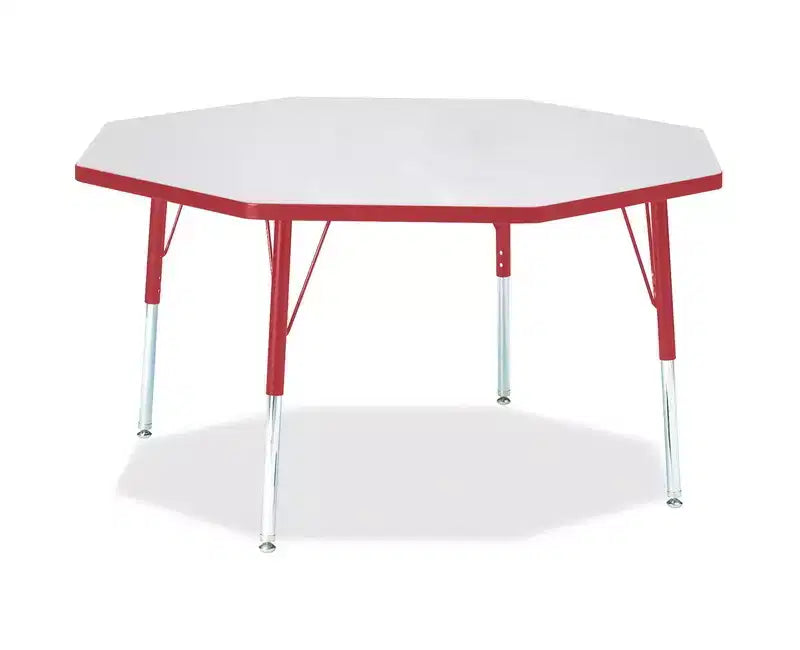 Red Octagon Activity Table, 48 x 48 in, Multi-Child