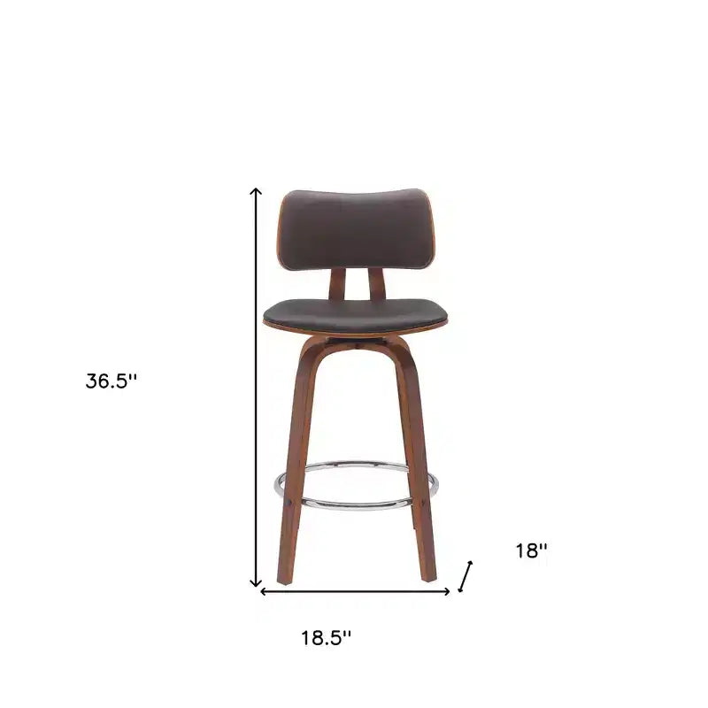 26-Inch Faux Leather Swivel Low Back Counter Height Bar Chair – Brown