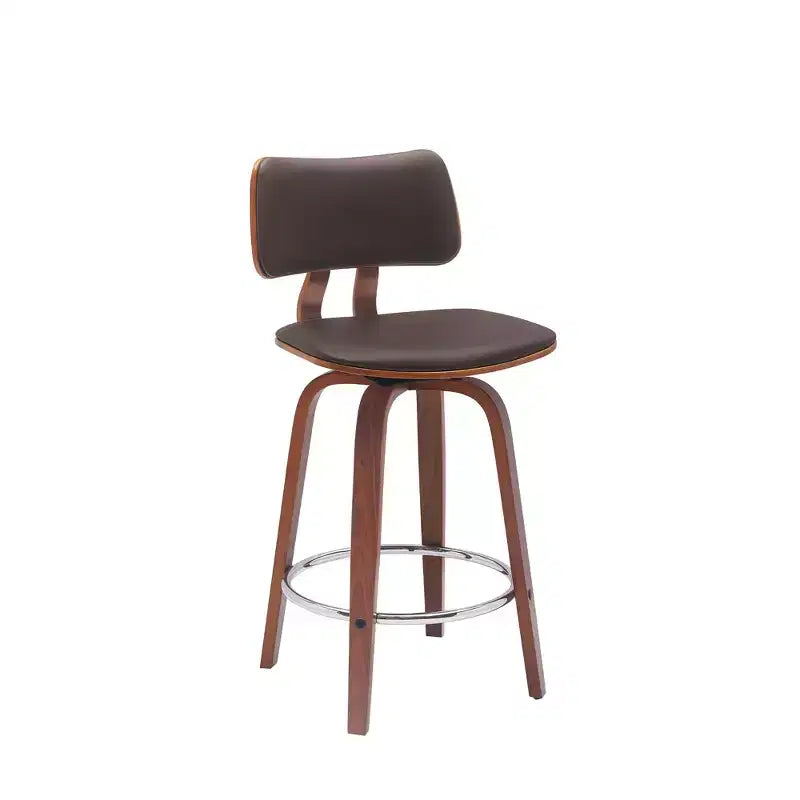 26-Inch Faux Leather Swivel Low Back Counter Height Bar Chair – Brown