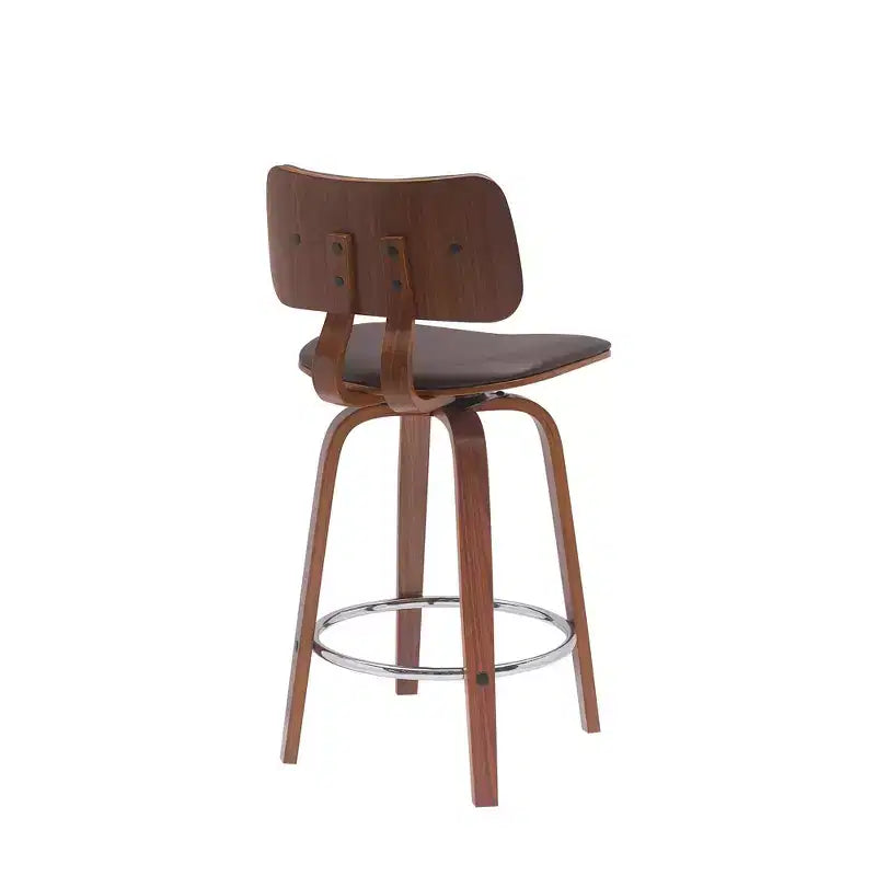 26-Inch Faux Leather Swivel Low Back Counter Height Bar Chair – Brown