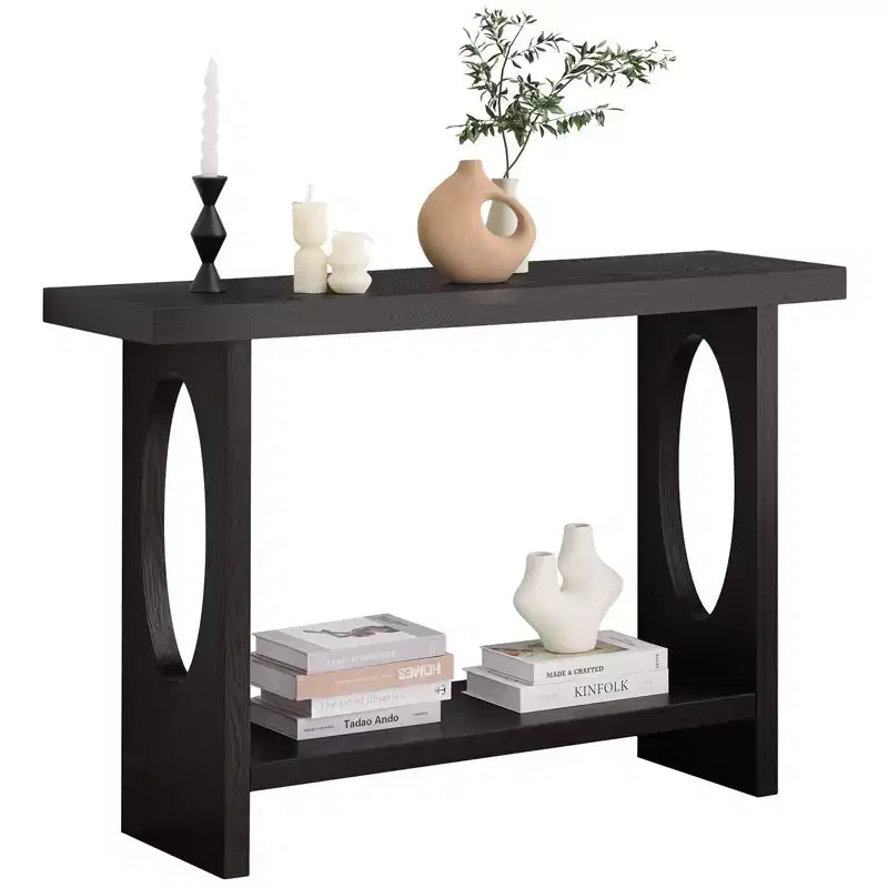 47" Farmhouse Wood Console Table – 2-Tier, Solid Wood Veneer, 140 lb Capacity