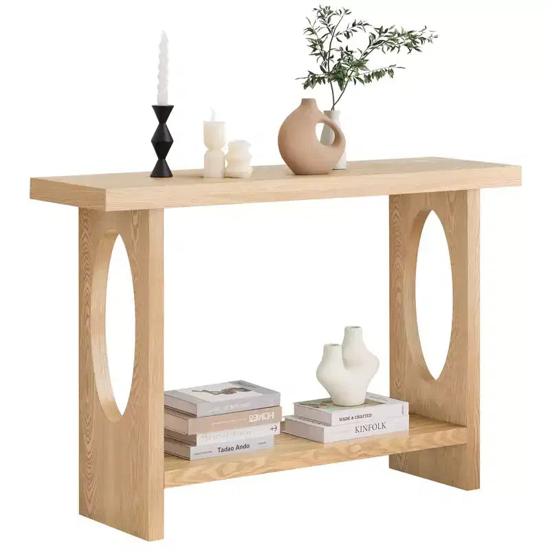 47" Farmhouse Wood Console Table – 2-Tier, Solid Wood Veneer, 140 lb Capacity