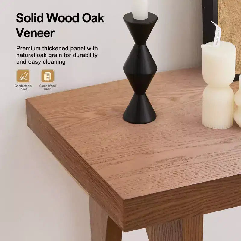 47" Farmhouse Wood Console Table – 2-Tier, Solid Wood Veneer, 140 lb Capacity