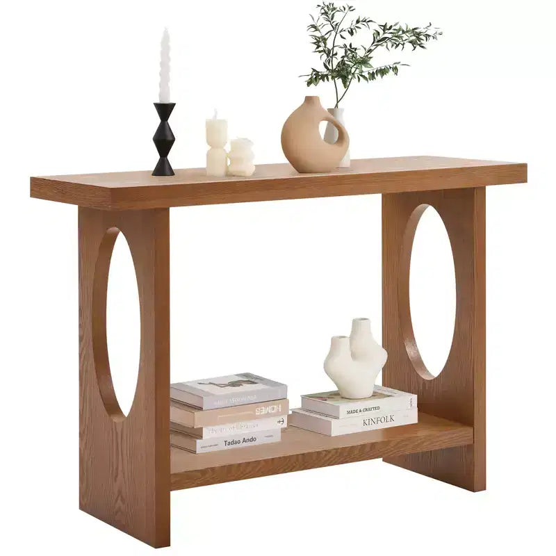 47" Farmhouse Wood Console Table – 2-Tier, Solid Wood Veneer, 140 lb Capacity