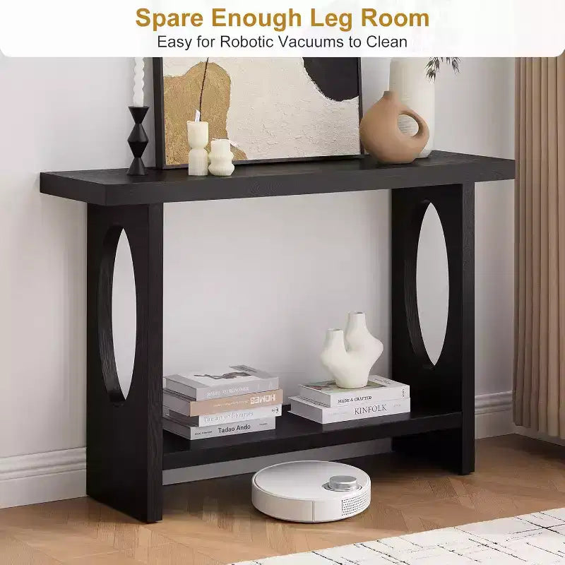 47" Farmhouse Wood Console Table – 2-Tier, Solid Wood Veneer, 140 lb Capacity