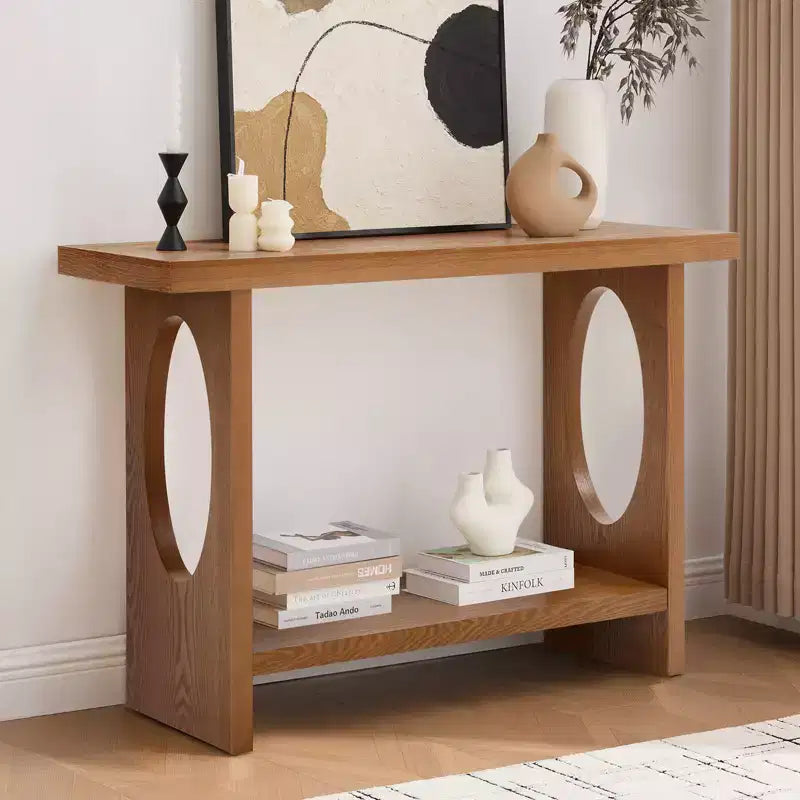 47" Farmhouse Wood Console Table – 2-Tier, Solid Wood Veneer, 140 lb Capacity