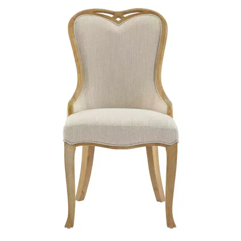 French Country Wingback Rubberwood Dining Chairs – Upholstered, Set of 2