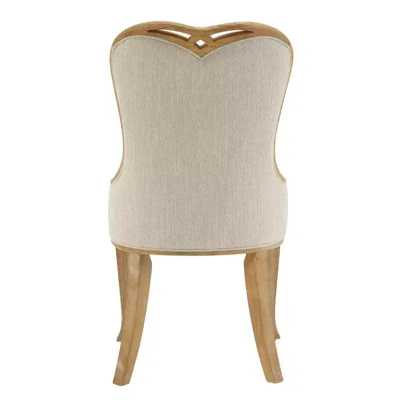 French Country Wingback Rubberwood Dining Chairs – Upholstered, Set of 2