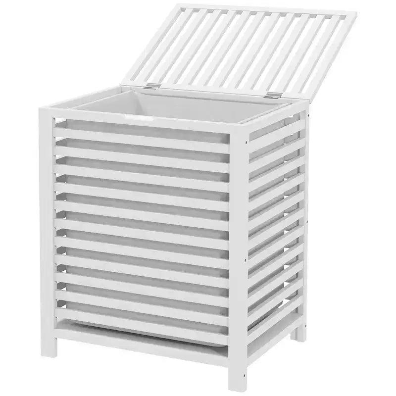 Bamboo Laundry Hamper with Lid & Removable Liner Bag – 19.75x14.25x23.5", Coffee