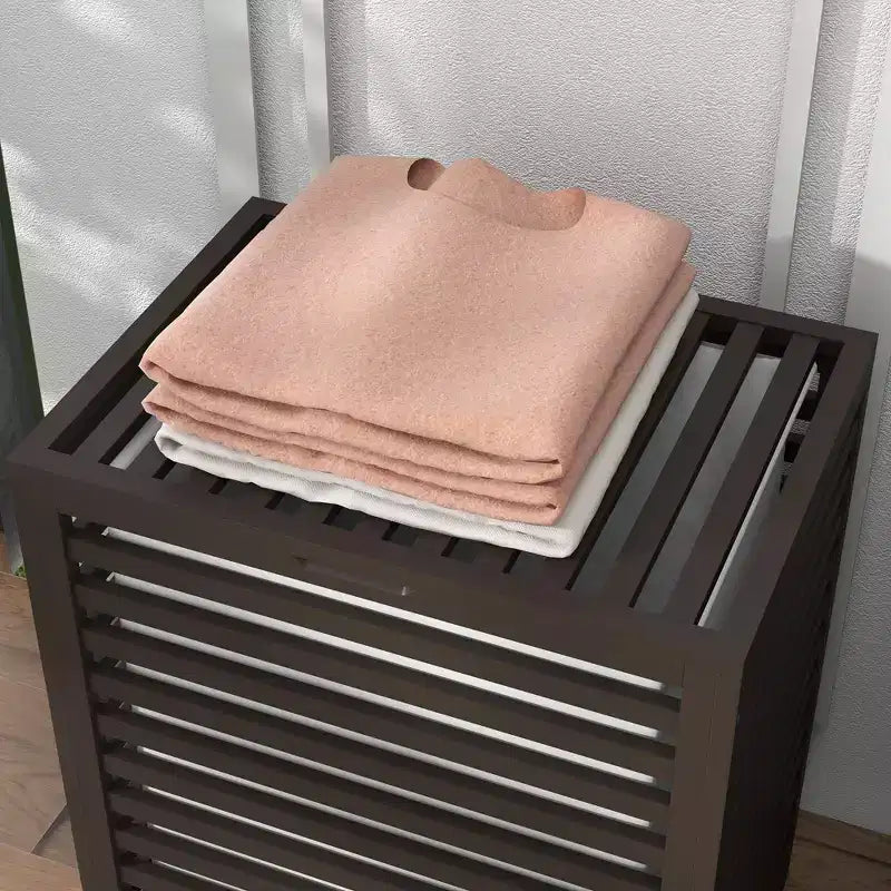 Bamboo Laundry Hamper with Lid & Removable Liner Bag – 19.75x14.25x23.5", Coffee