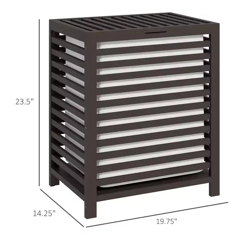 Bamboo Laundry Hamper with Lid & Removable Liner Bag – 19.75x14.25x23.5", Coffee