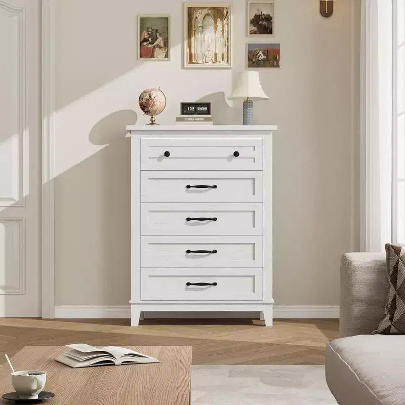 41.3" Tall 5-Drawer Vertical Dresser – Farmhouse Wood Storage Chest