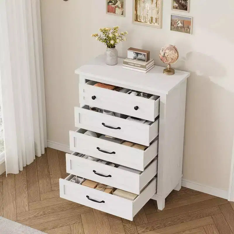 41.3" Tall 5-Drawer Vertical Dresser – Farmhouse Wood Storage Chest