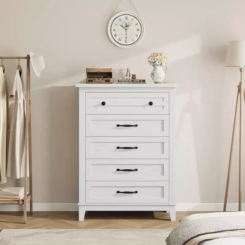 41.3" Tall 5-Drawer Vertical Dresser – Farmhouse Wood Storage Chest