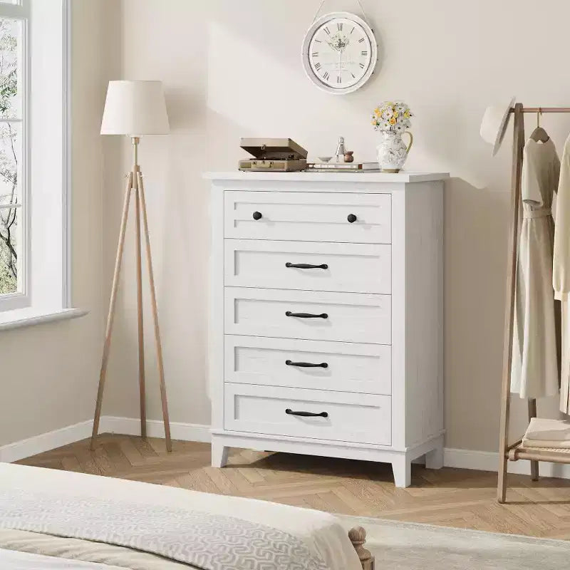 41.3" Tall 5-Drawer Vertical Dresser – Farmhouse Wood Storage Chest