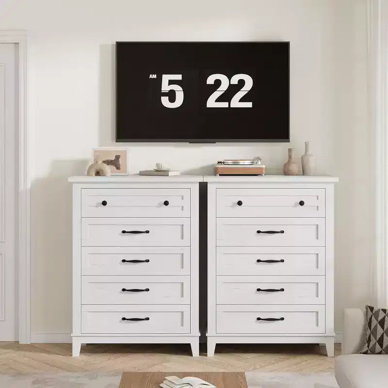 41.3" Tall 5-Drawer Vertical Dresser – Farmhouse Wood Storage Chest
